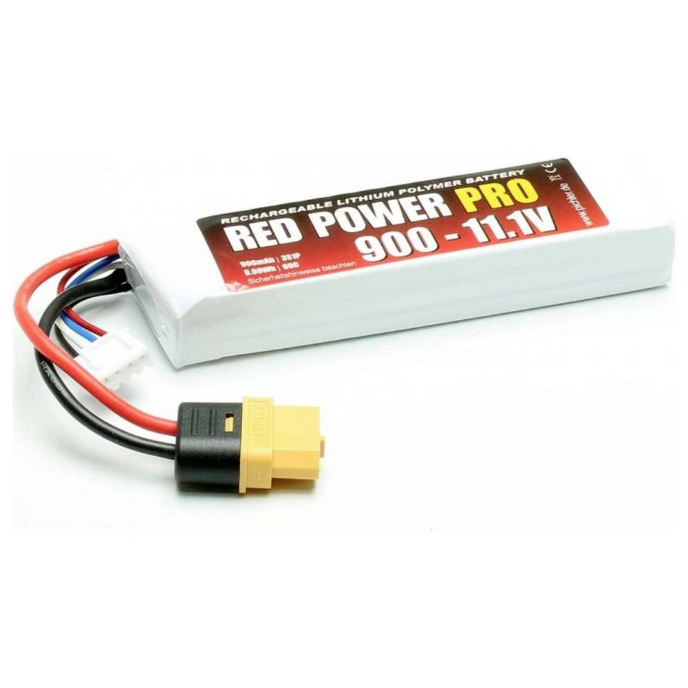 Red Power LiPo accupack 11.1 V 900 mAh 60 C Softcase XT60