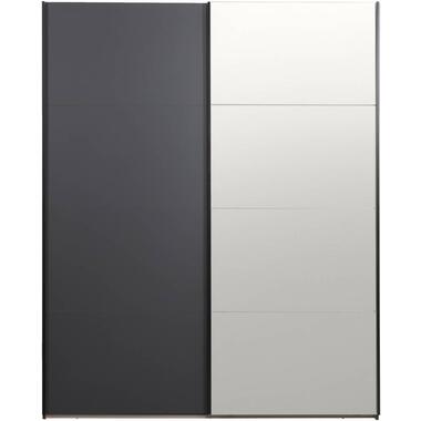 Leen Bakker Schuifdeurkast Bergamo - antraciet/spiegel - 221x178,5x66,6 cm