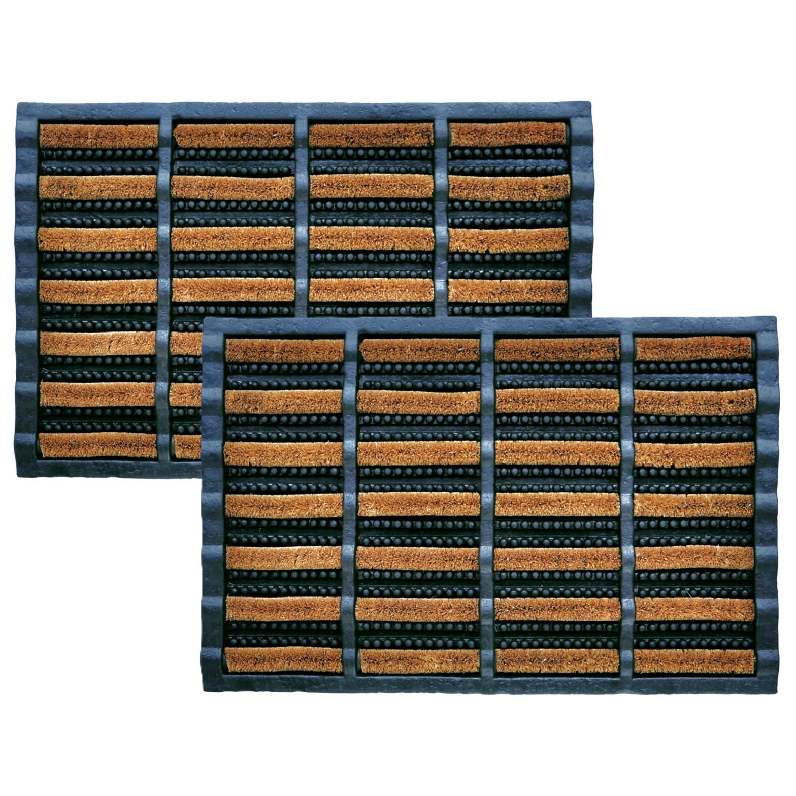 Benson Deurmat - 2x - rubber met kokos borstels - x 60 cm - borstelmat buiten -