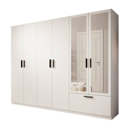 Meubella Kledingkast Lillian - Wit - 270 cm - Met spiegel