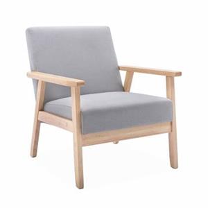 Sweeek  Houten fauteuil met stoffen zitting