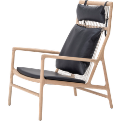 Gazzda Dedo lounge chair whitewash eiken - dakar leather black zitting