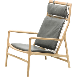 Gazzda Dedo lounge chair whitewash eiken - dakar leather grey zitting