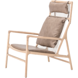Gazzda Dedo lounge chair whitewash eiken - dakar leather stone zitting