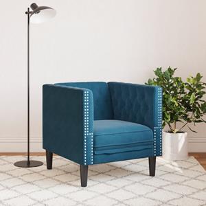 vidaXL Fauteuil Chesterfield-stijl fluweel blauw