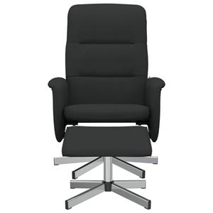 VidaXL Fauteuil verstelbaar met voetenbank stof zwart