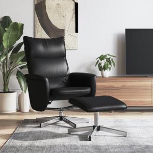 VidaXL Fauteuil verstelbaar met voetenbankje kunstleer zwart