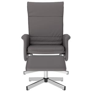 VidaXL Fauteuil verstelbaar met voetenbankje kunstleer grijs