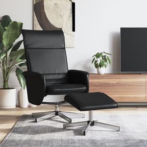 VidaXL Fauteuil verstelbaar met voetenbankje kunstleer zwart