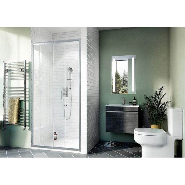 Crosswater Kai schuifdeur 100x190cm 6mm helder veiligheidsglas zilver aluminium KLSLSC1000
