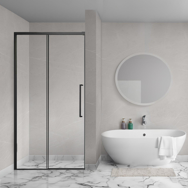 Aqua Vista Lokla Linea nisdeur - 120x200cm - incl. montageset - zwart mat R-BE-LC120-SCX