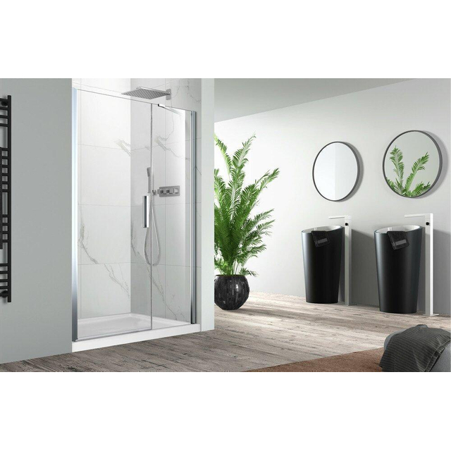 Nemo Pina Xl draaideur 120x200cm met vast paneel 6mm Helder veiligheidsglas met antikalk links en rechts Chroom 444.004.011.VM