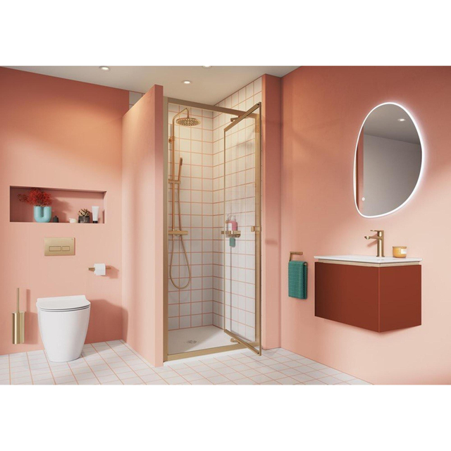 Crosswater Clear 6 douchedeur - 80cm - in profiel draaiende deur - messing geborsteld CAIDFC0800