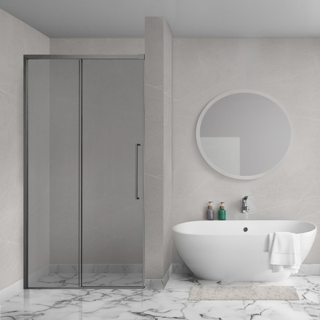 Aqua Vista Lokla Linea nisdeur - 140x200cm - incl. montageset - champagne glas - gunmetal R-GML-LC140-SG-SCX