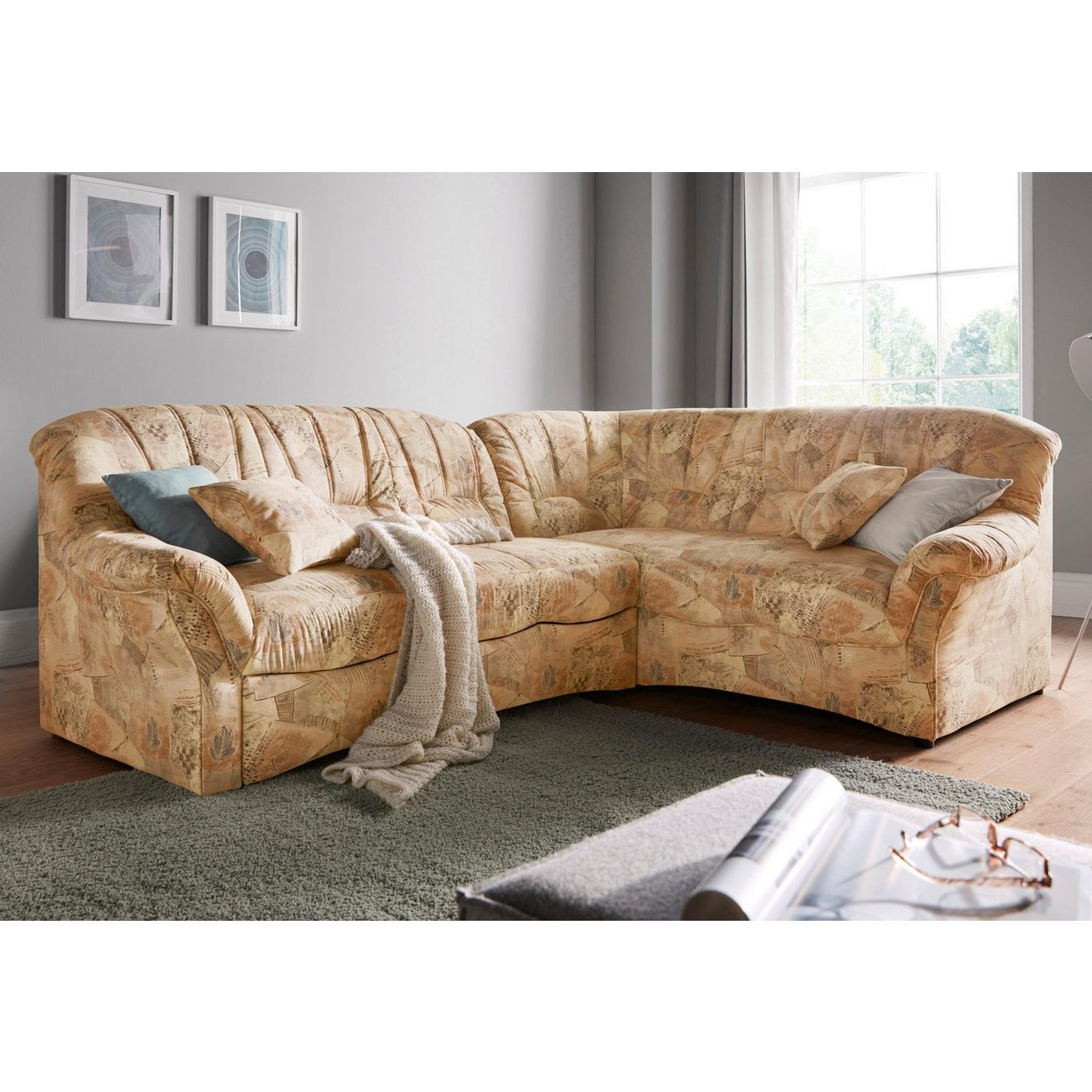 DOMO collection Hoekbank Bahia, tijdloos en elegant, comfortabele armleuningen, L-vorm