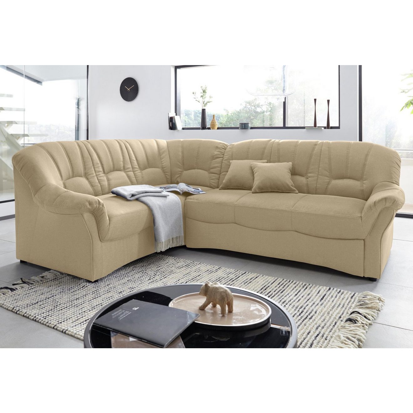 DOMO collection Hoekbank Bahia, tijdloos en elegant, comfortabele armleuningen, L-vorm