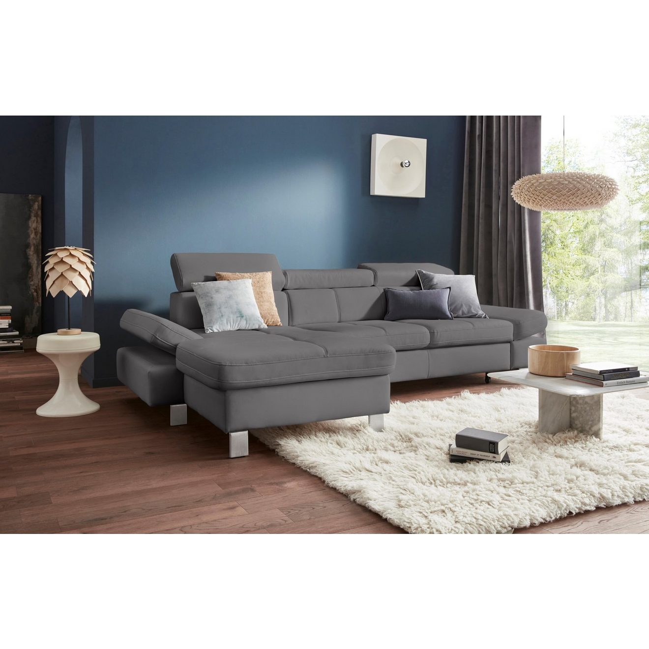 Exxpo - sofa fashion Hoekbank Fiji, hoogwaardige afwerking in zitting en rug, L-vorm comfortabel door hoofd- en armverstelling, optioneel met bedfunctie