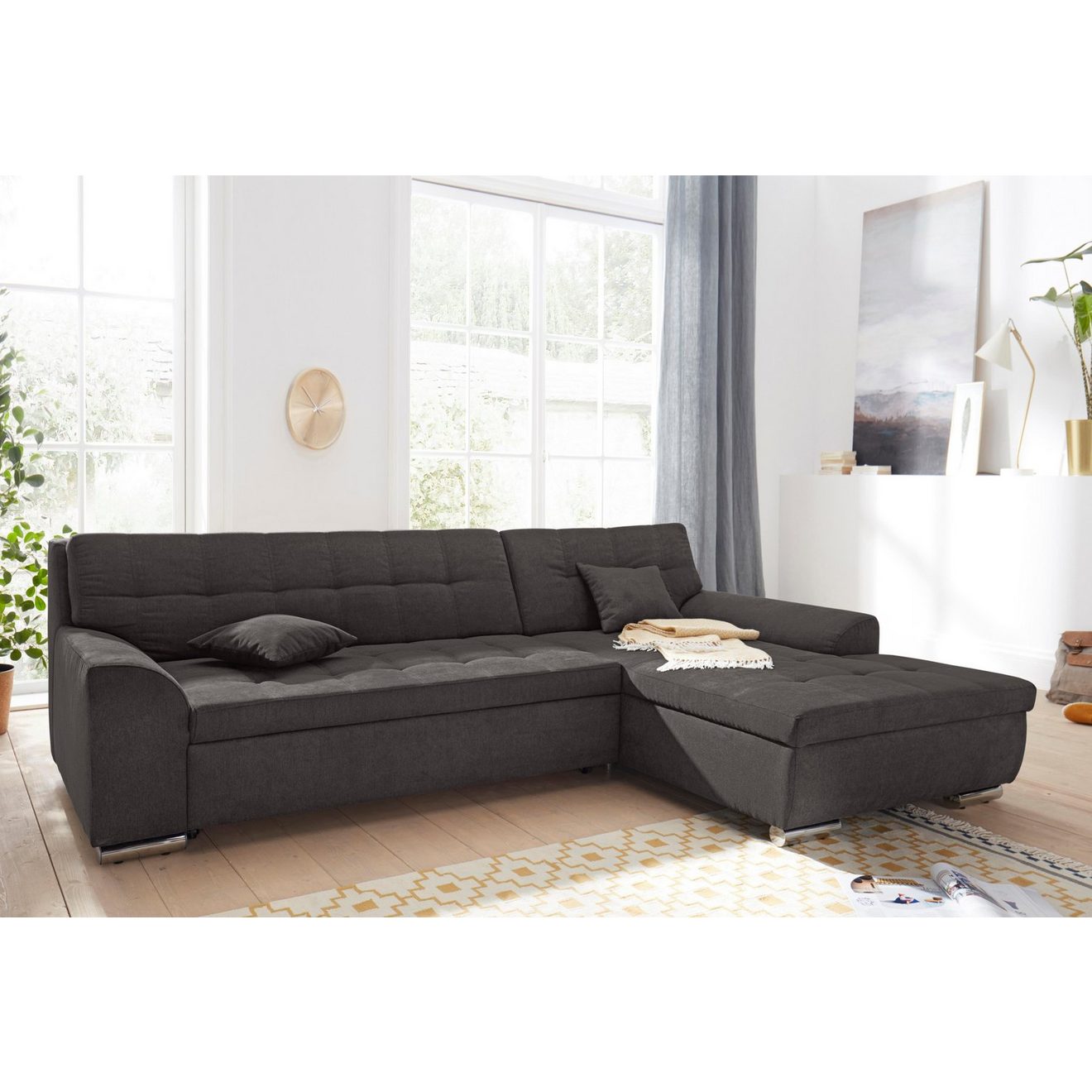 DOMO collection Hoekbank Aversa L-vorm optioneel met slaapfunctie