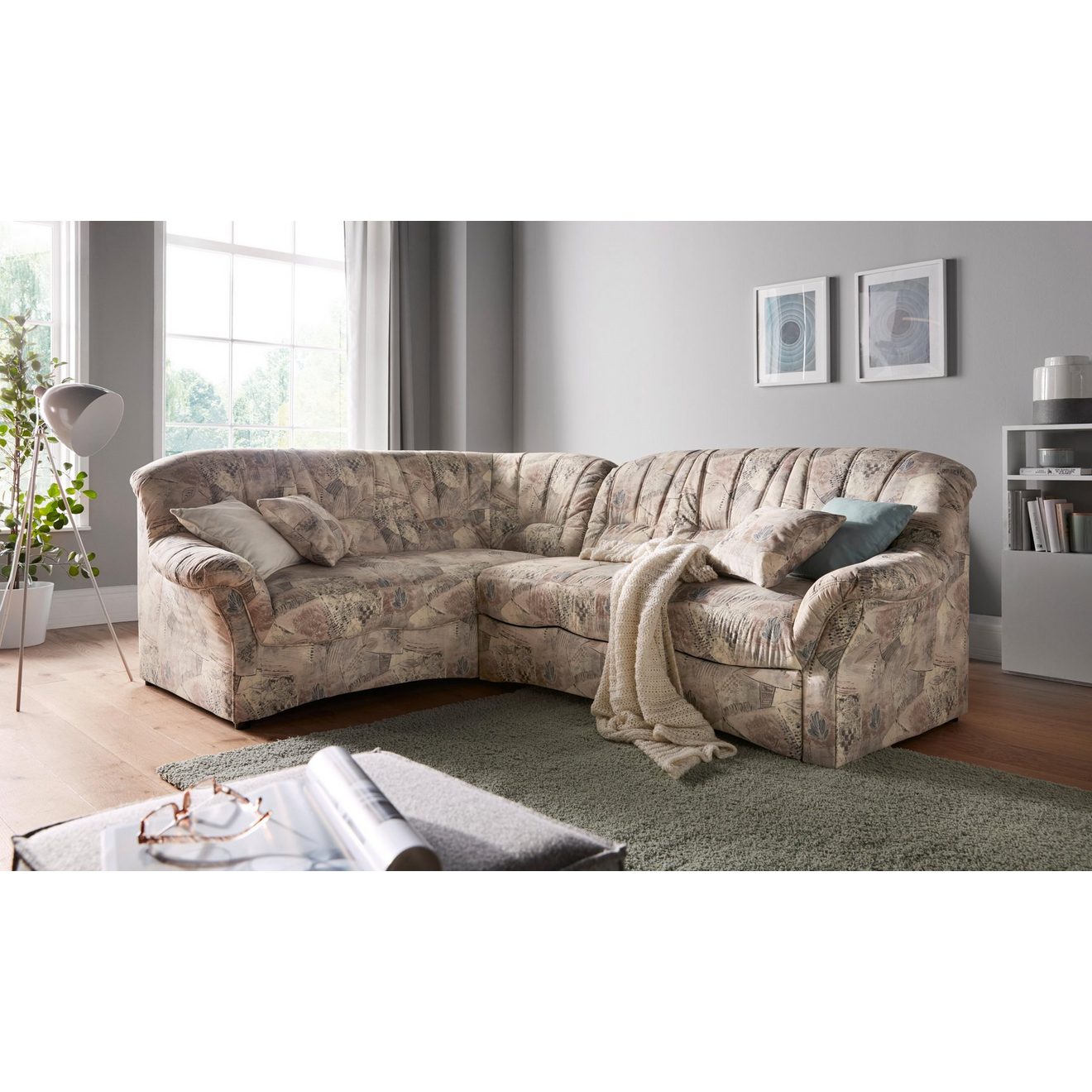 DOMO collection Hoekbank Bahia, tijdloos en elegant, comfortabele armleuningen, L-vorm