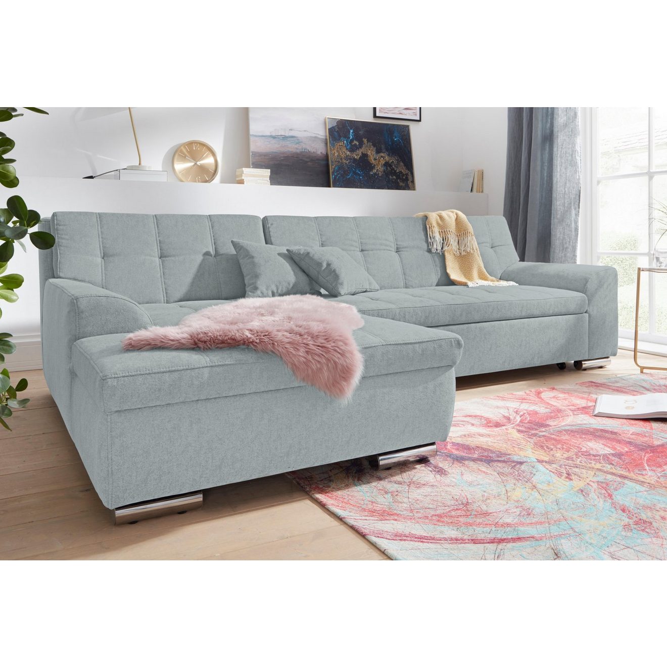 DOMO collection Hoekbank Aversa L-vorm optioneel met slaapfunctie