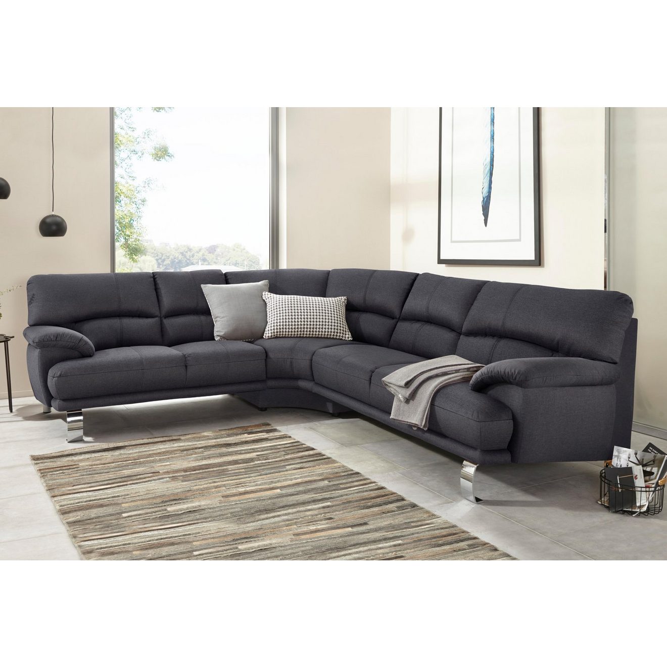 TRENDMANUFAKTUR Hoekbank Cecilia II, in Italiaans design, comfortabel, hoog zitcomfort, L-vorm