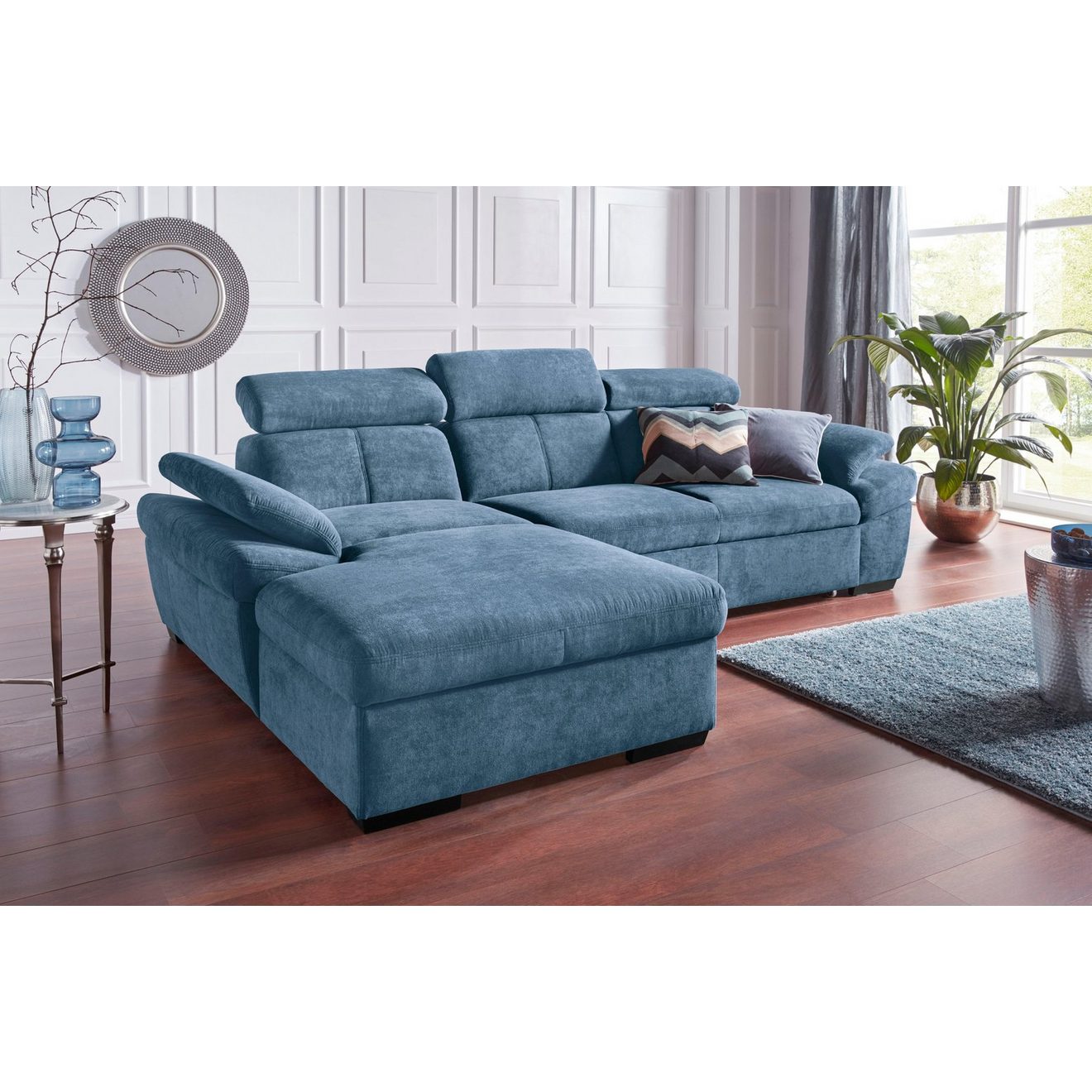 Exxpo - sofa fashion Hoekbank Salerno, incl. hoofd- en armdeelverstelling, elegant & comfortabel, L-vorm