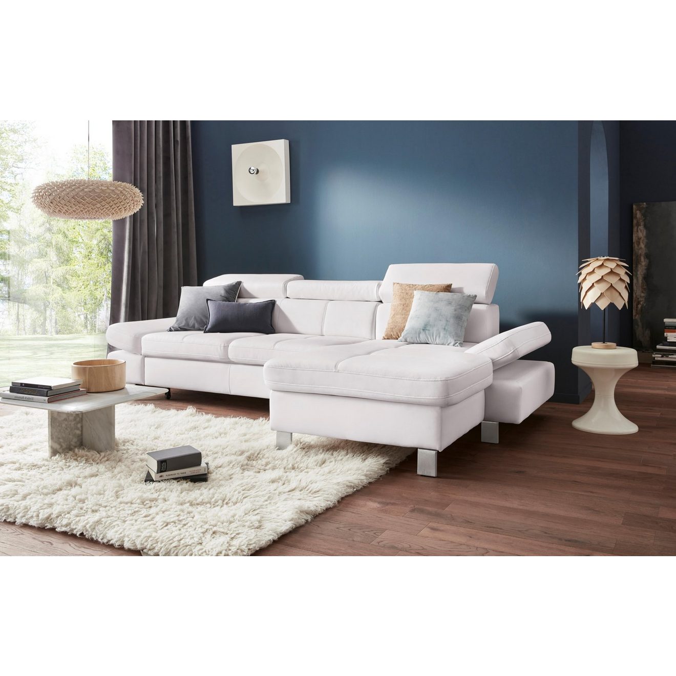 Exxpo - sofa fashion Hoekbank Fiji, hoogwaardige afwerking in zitting en rug, L-vorm comfortabel door hoofd- en armverstelling, optioneel met bedfunctie