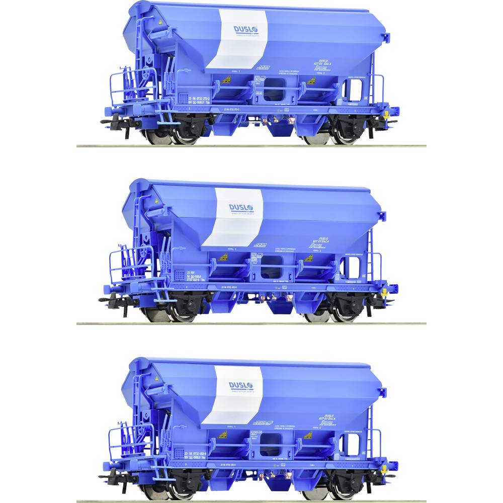 Roco 6600134 H0 3-delige set zwenkdakwagens van de Duplo