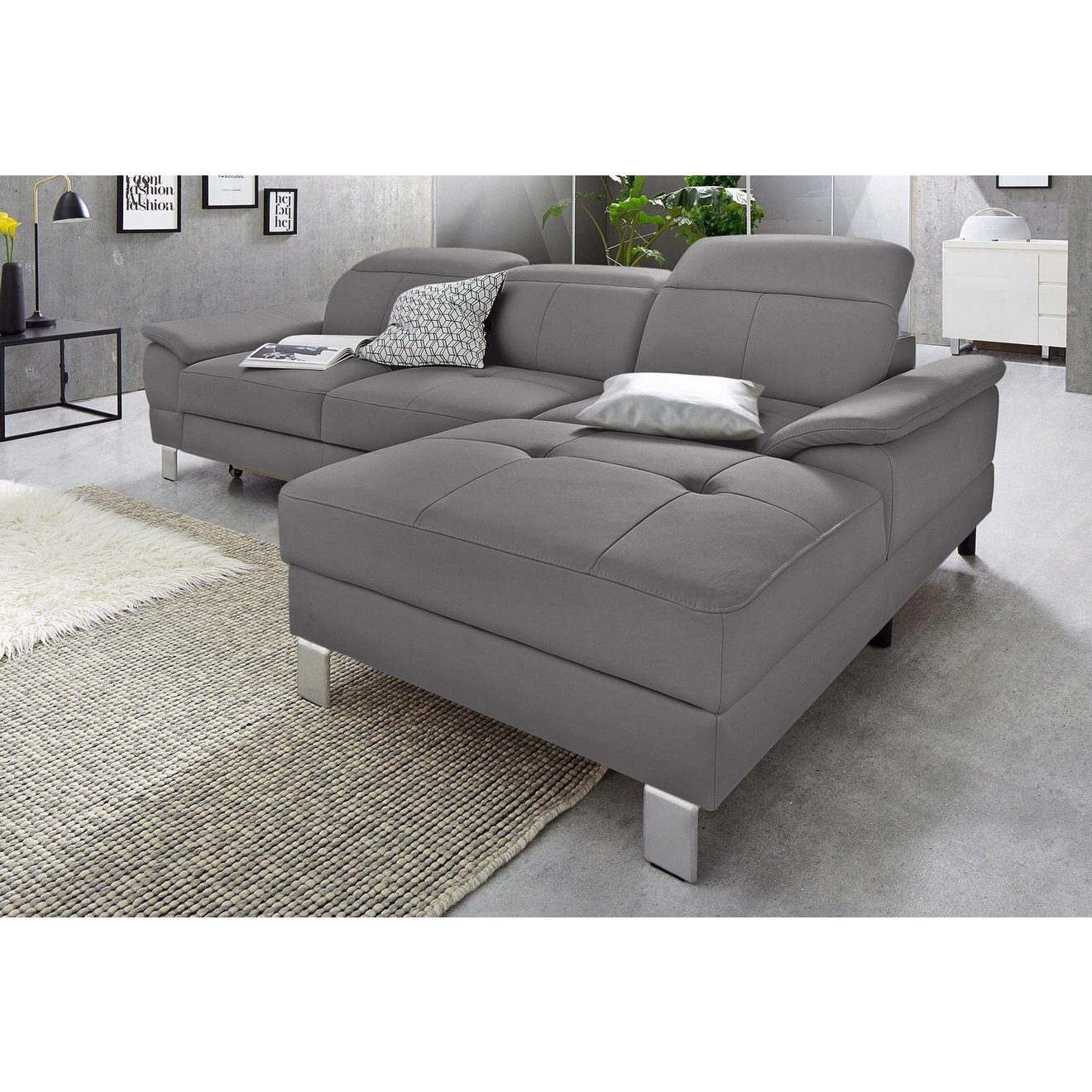 Exxpo - sofa fashion Hoekbank Mantua 2, incl. hoofd- of rugverstelling, comfortabel, L-vorm optioneel met bedfunctie en bedlade, geweldige afwerkingsdetails