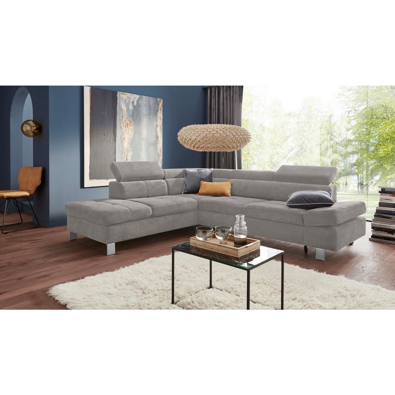 Exxpo - sofa fashion Hoekbank Fiji, L-vorm met verstelbare hoofdsteun resp. rugleuning, naar keuze met slaapfunctie