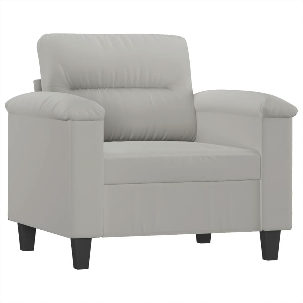 vidaXL 4-delige Loungeset met kussens microvezelstof lichtgrijs