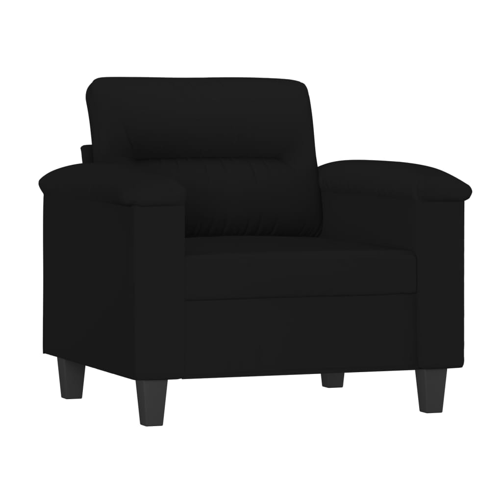 vidaXL 4-delige Loungeset met kussens microvezelstof zwart