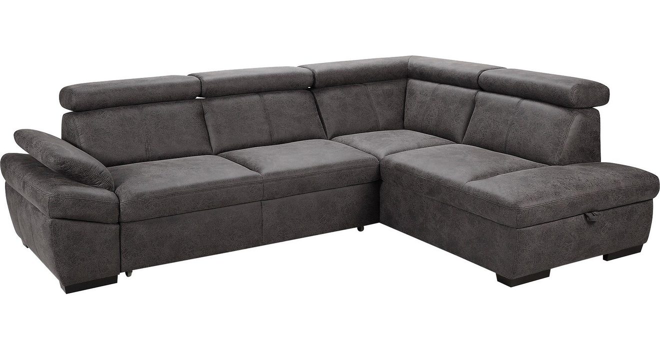 Exxpo - sofa fashion Hoekbank Salerno, klassieke moderne functionele bank, hoog zitcomfort, L-vorm inclusief verstelbare hoofdsteun en armleuning, naar keuze met slaapfunctie