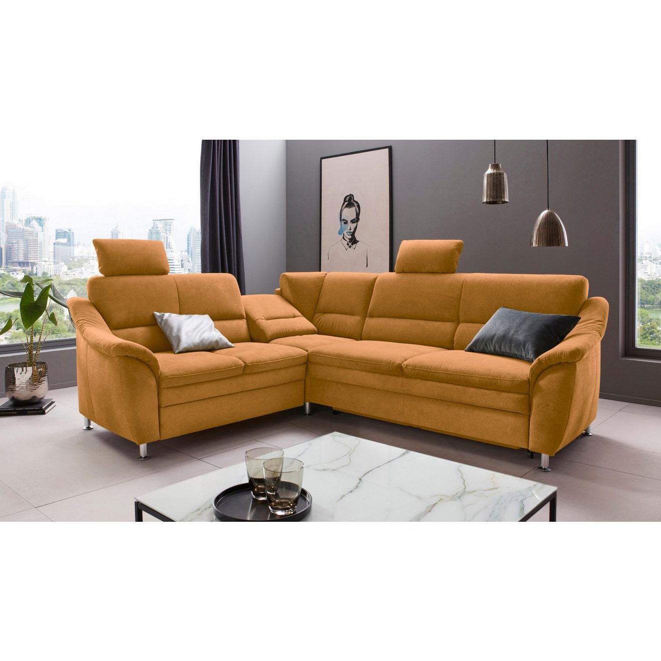 Places of Style Hoekbank Cardoso L-vorm Binnenvering, naar keuze met bed, lade, gedeeltelijk relaxfunctie