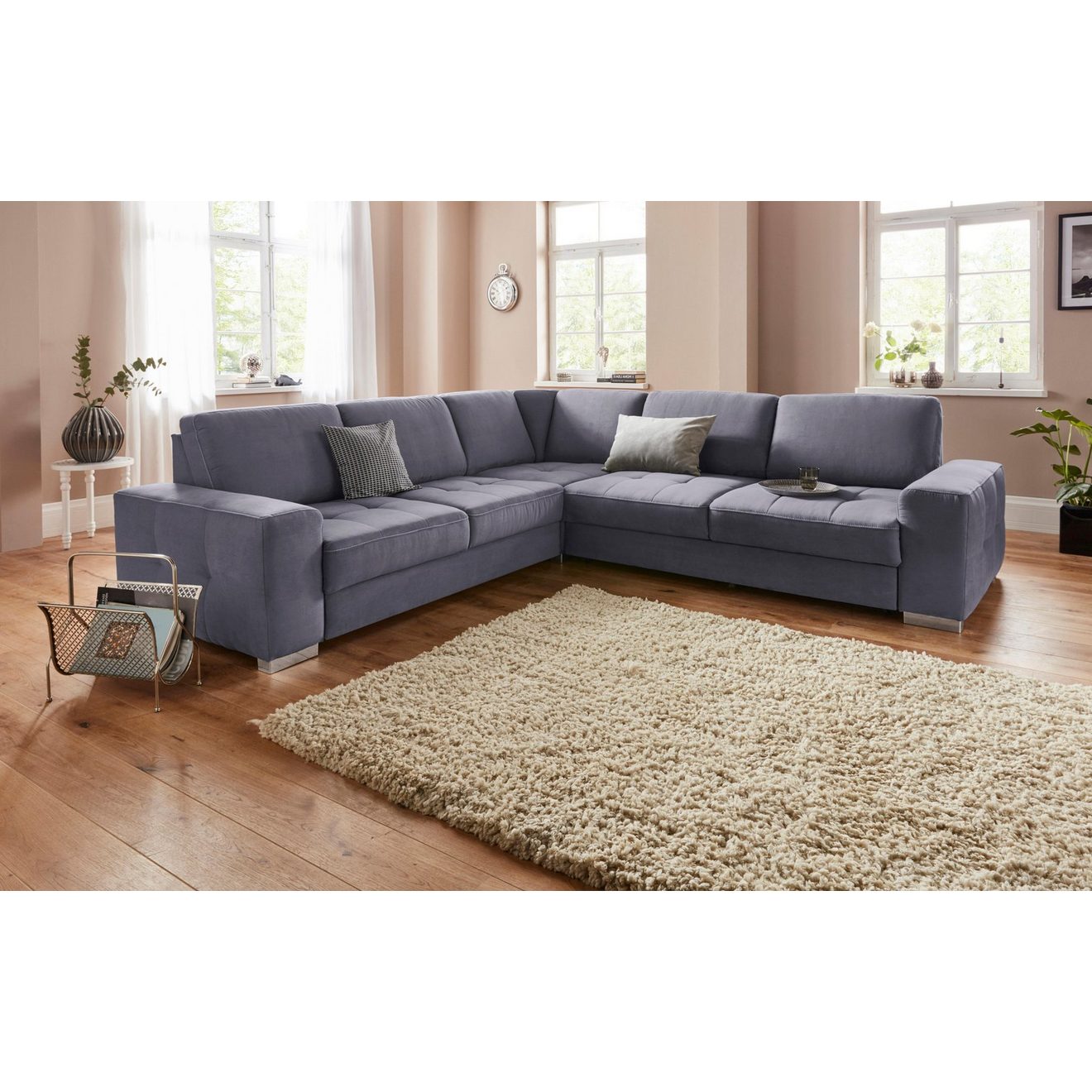 Sit&more Hoekbank Santorini L-vorm met binnenvering en zitdiepteverstelling, naar keuze met slaapfunctie