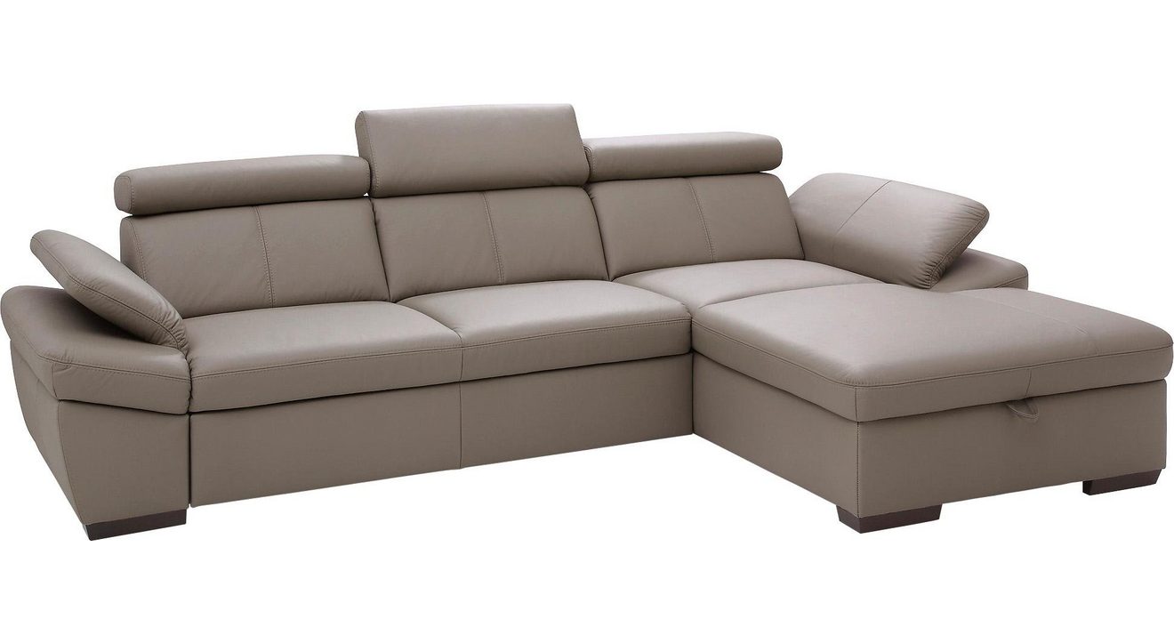 Exxpo - sofa fashion Hoekbank Salerno, klassieke moderne functionele bank, hoog zitcomfort, L-vorm inclusief verstelbare hoofdsteun en armleuning, naar keuze met slaapfunctie