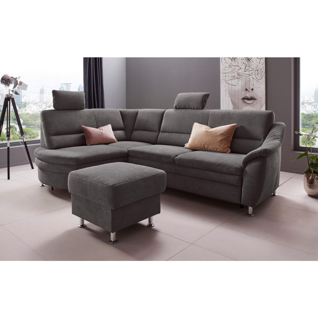 Places of Style Hoekbank Cardoso L-vorm Binnenvering, naar keuze met bed, lade