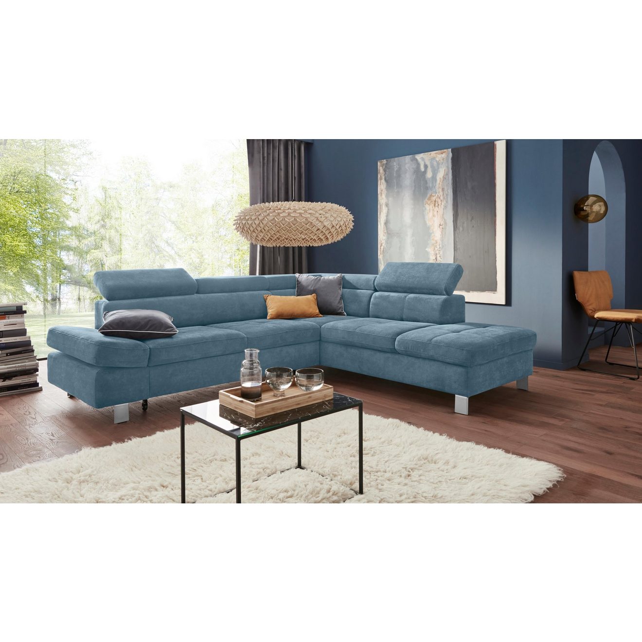 Exxpo - sofa fashion Hoekbank Fiji, L-vorm met verstelbare hoofdsteun resp. rugleuning, naar keuze met slaapfunctie