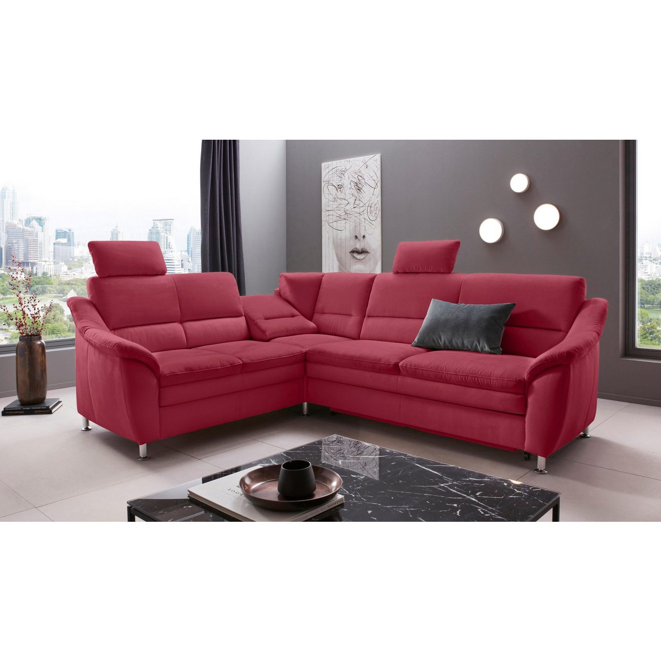 Places of Style Hoekbank Cardoso L-vorm Binnenvering, naar keuze met bed, lade, gedeeltelijk relaxfunctie