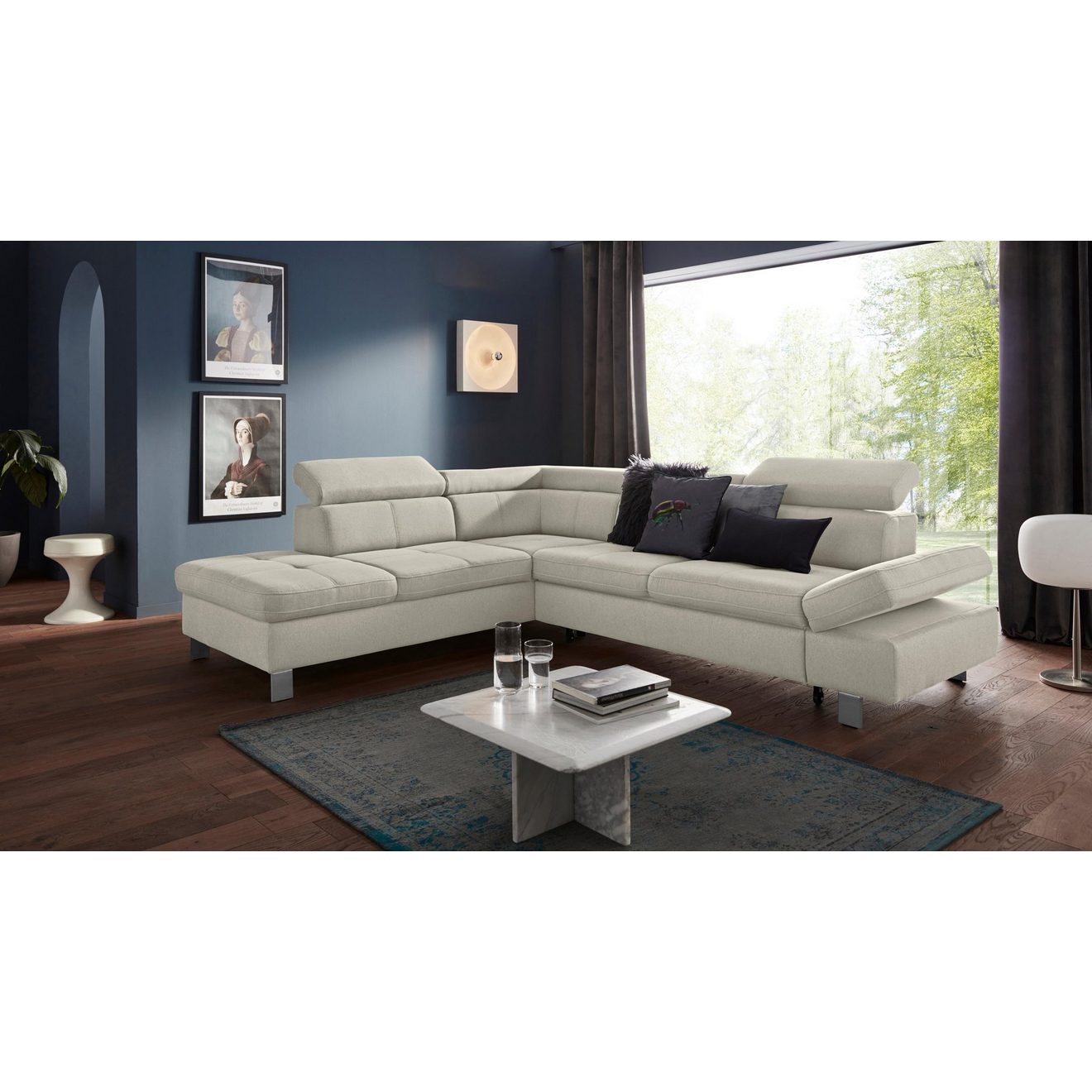 Exxpo - sofa fashion Hoekbank Fiji, L-vorm met verstelbare hoofdsteun resp. rugleuning, naar keuze met slaapfunctie