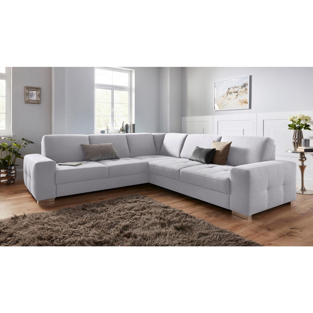 Sit&more Hoekbank Santorini L-vorm met binnenvering en zitdiepteverstelling, naar keuze met slaapfunctie