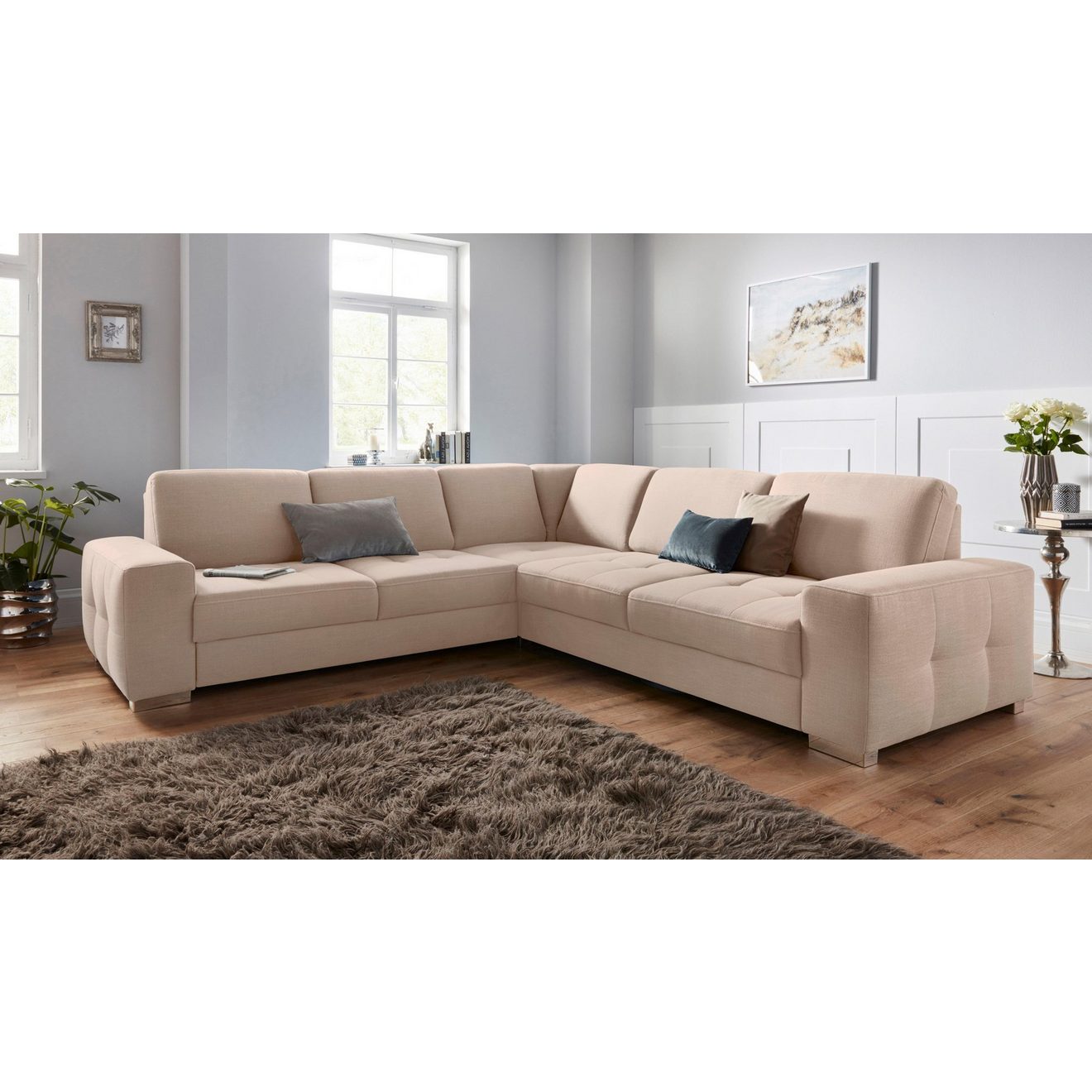 Sit&more Hoekbank Santorini L-vorm met binnenvering en zitdiepteverstelling, naar keuze met slaapfunctie