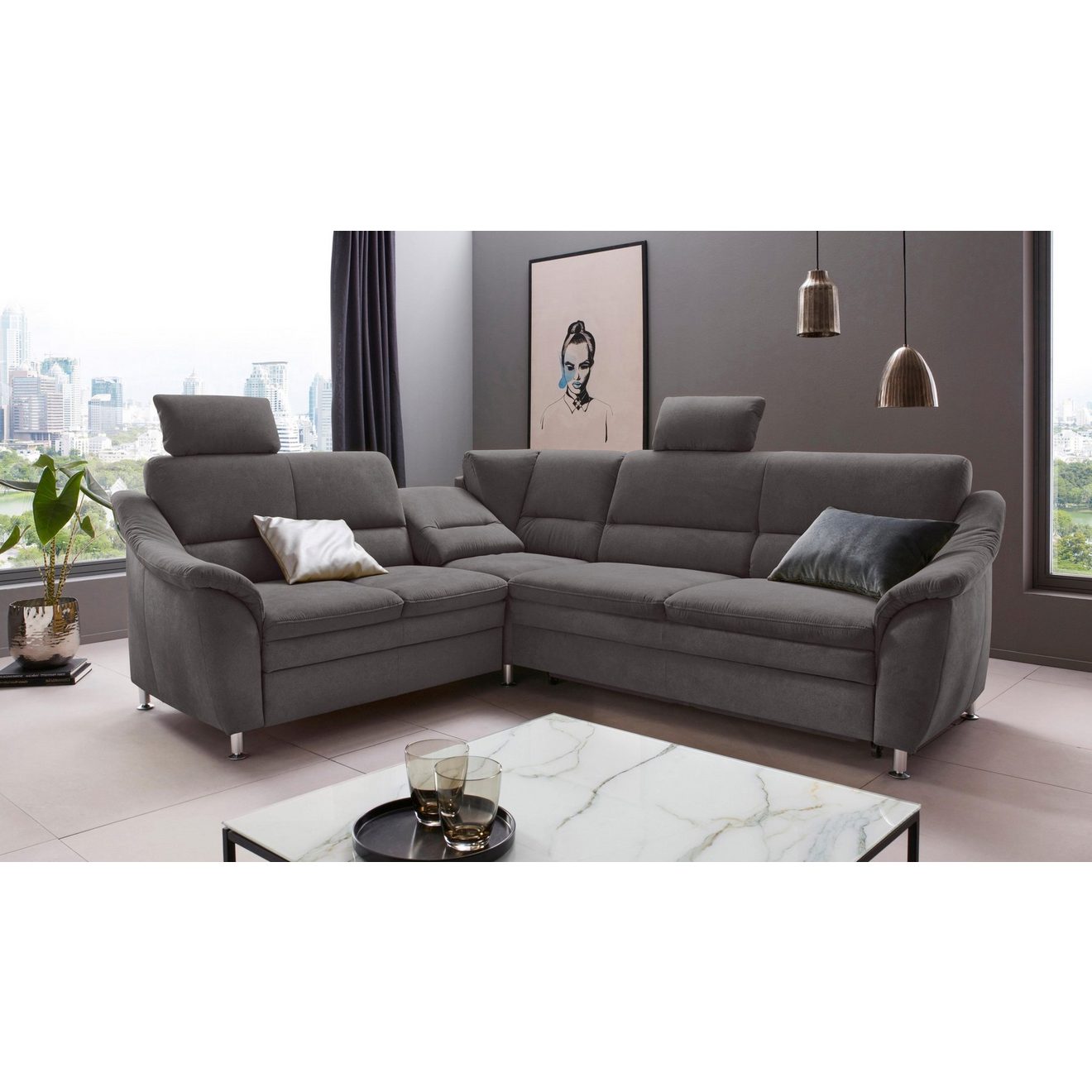 Places of Style Hoekbank Cardoso L-vorm Binnenvering, naar keuze met bed, lade, gedeeltelijk relaxfunctie