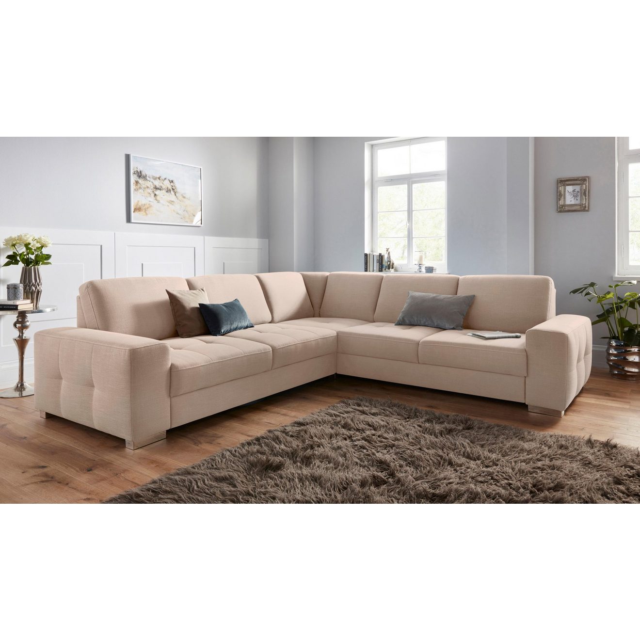 Sit&more Hoekbank Santorini L-vorm met binnenvering en zitdiepteverstelling, naar keuze met slaapfunctie