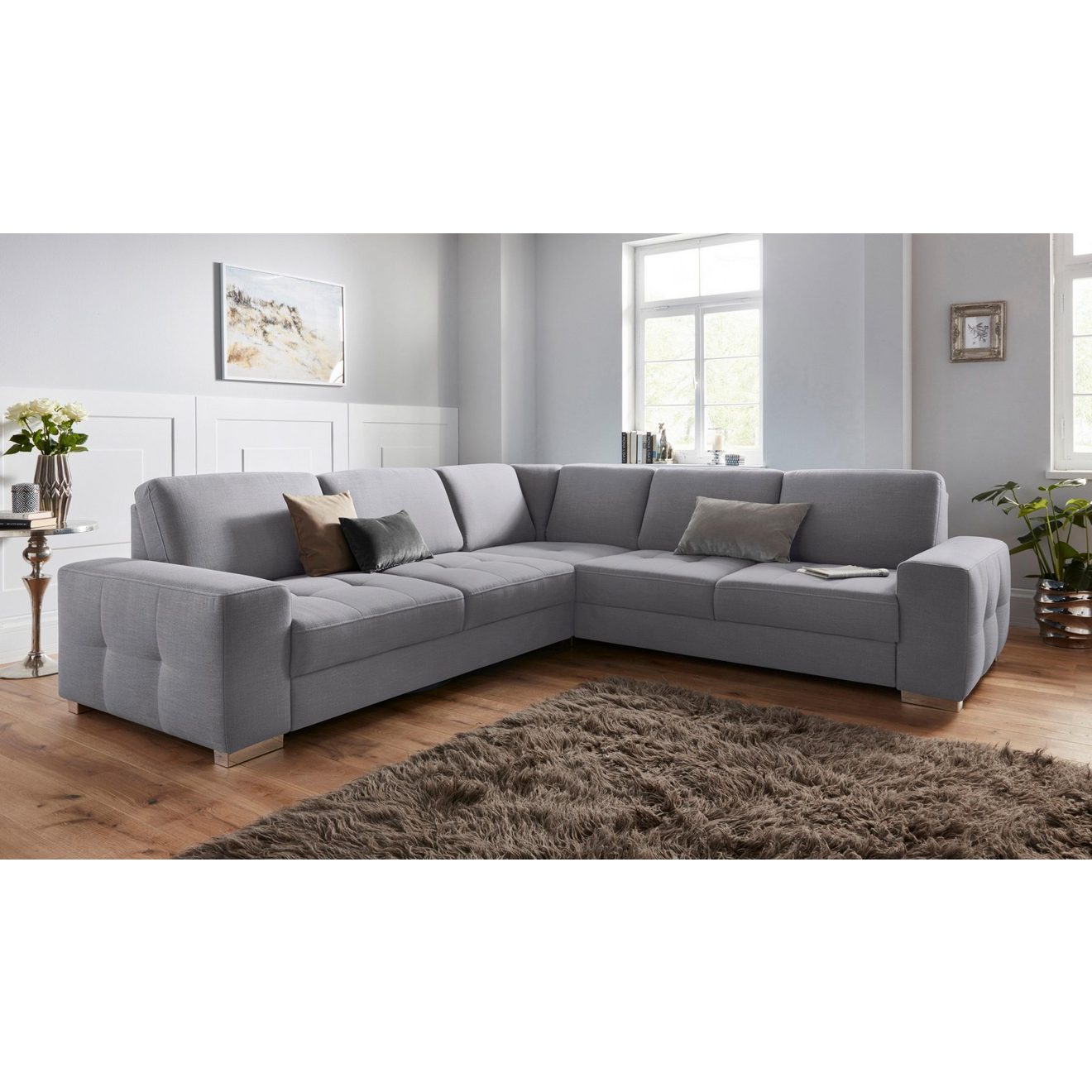 Sit&more Hoekbank Santorini L-vorm met binnenvering en zitdiepteverstelling, naar keuze met slaapfunctie