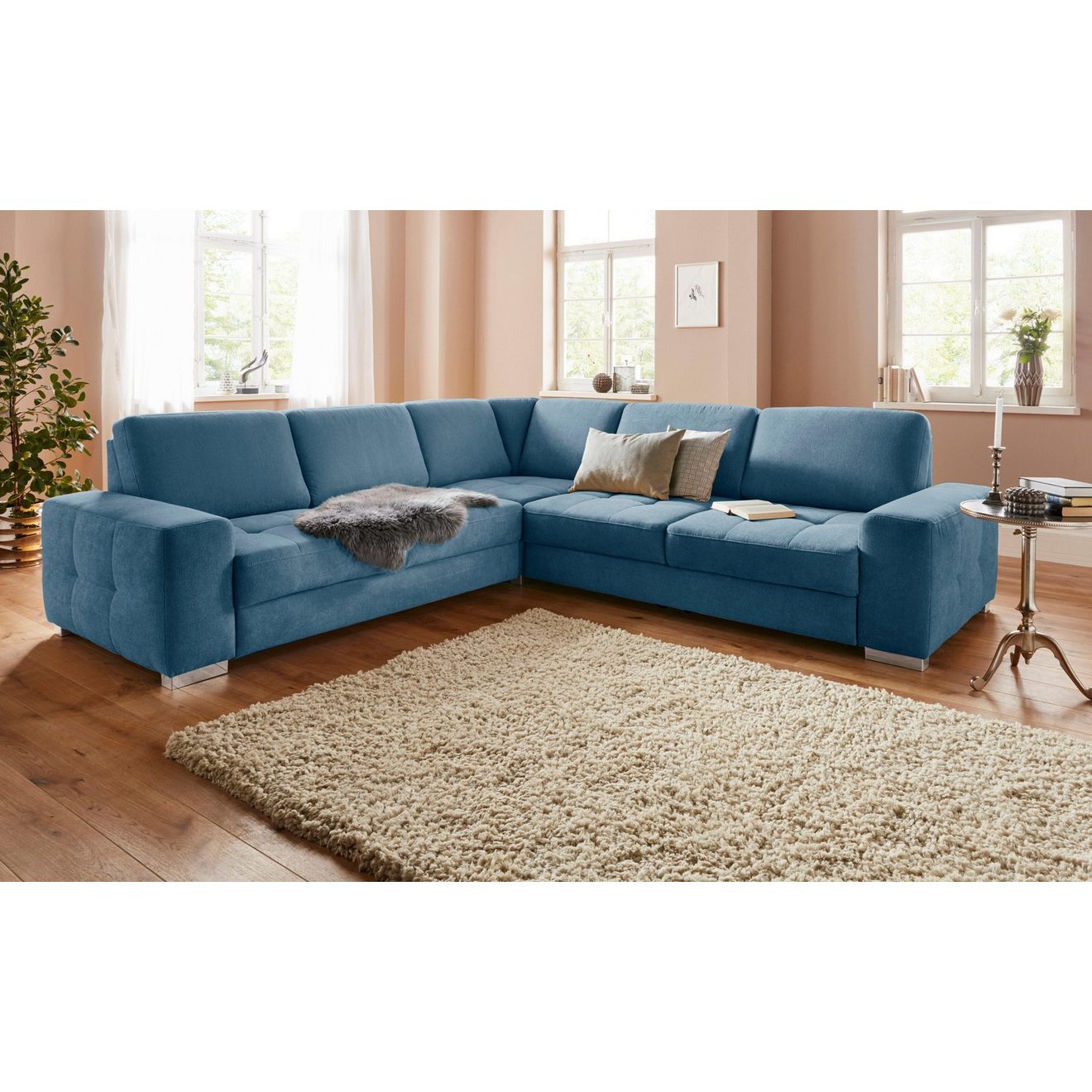 Sit&more Hoekbank Santorini L-vorm met binnenvering en zitdiepteverstelling, naar keuze met slaapfunctie