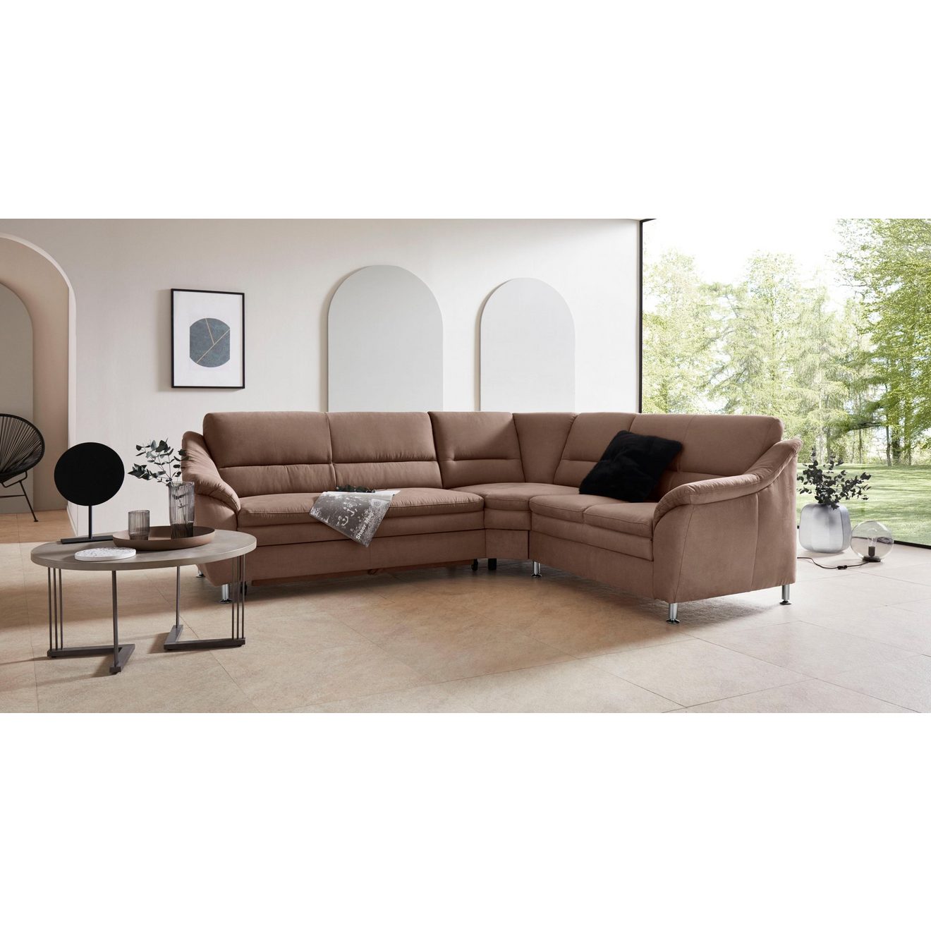 Places of Style Hoekbank Cardoso L-vorm met trapezehoek voor meer zitcomfort, naar keuze ook met slaapfunctie