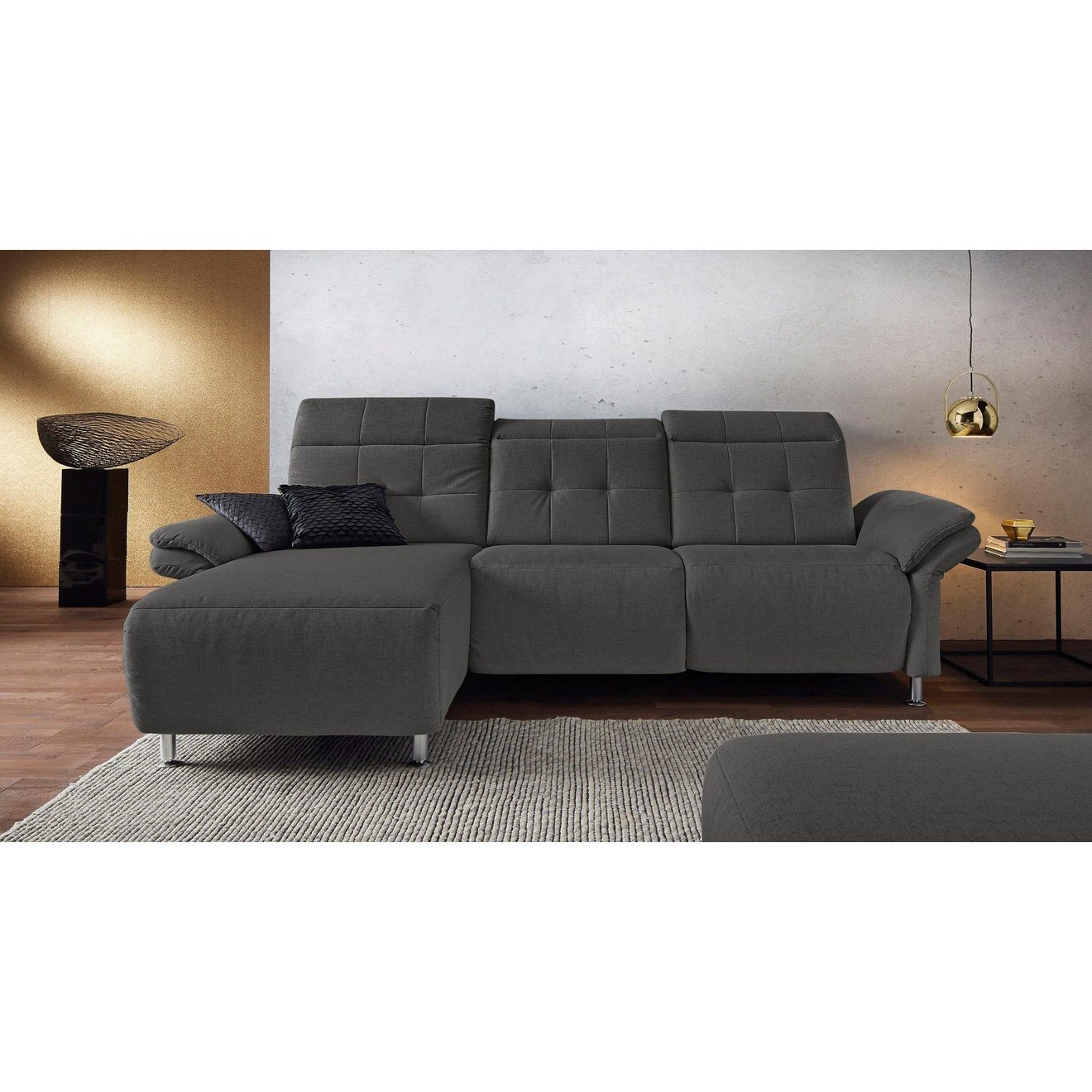 Places of Style Hoekbank Manhattan L-vorm bank met elektrische relaxfunctie, verstelbare armleuningen