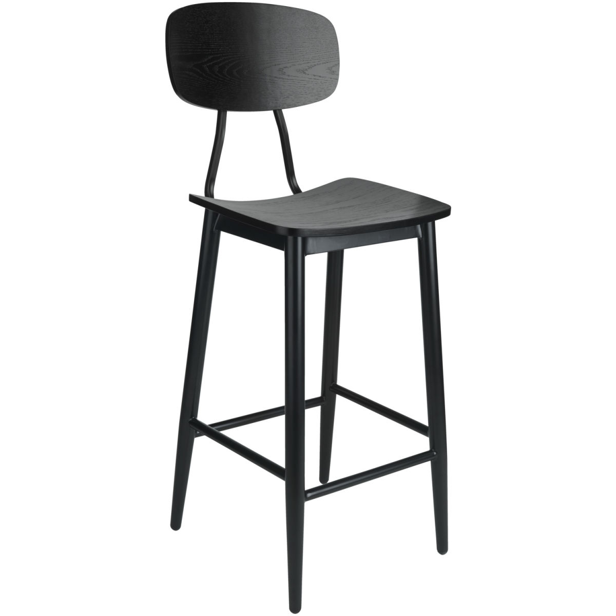 Vega Barstoel Scola; 44.5x51x115 cm (BxDxH); zitting zwart, frame zwart; 2 stuk / verpakking