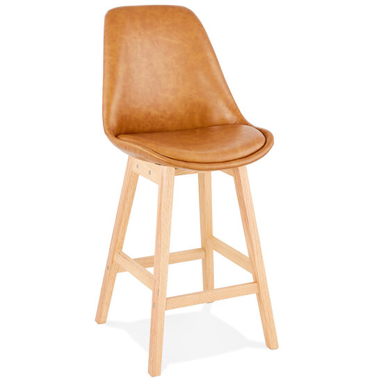 Meubelen-Online Counter chair barkruk Lars kunstleer bruin met hout